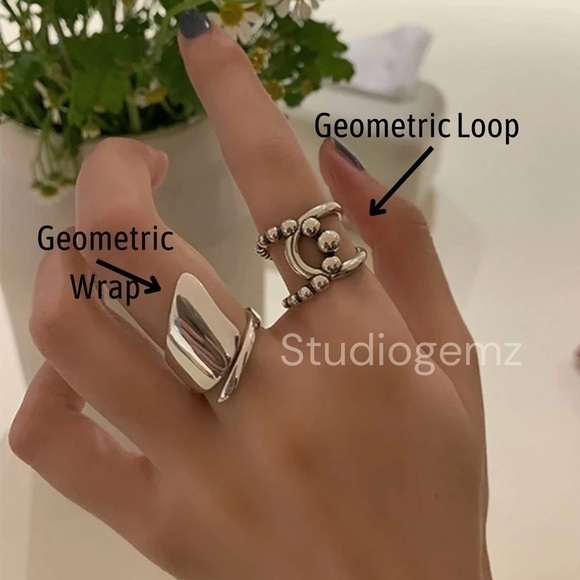 NEW Geometric Design Sterling Silver Ring - Picture 13 of 15